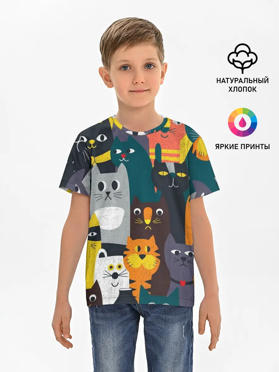 Детская базовая футболка / крутые коты