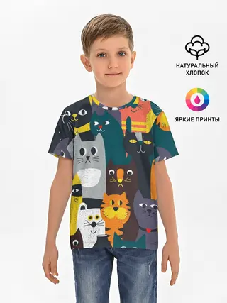 Детская базовая футболка / крутые коты
