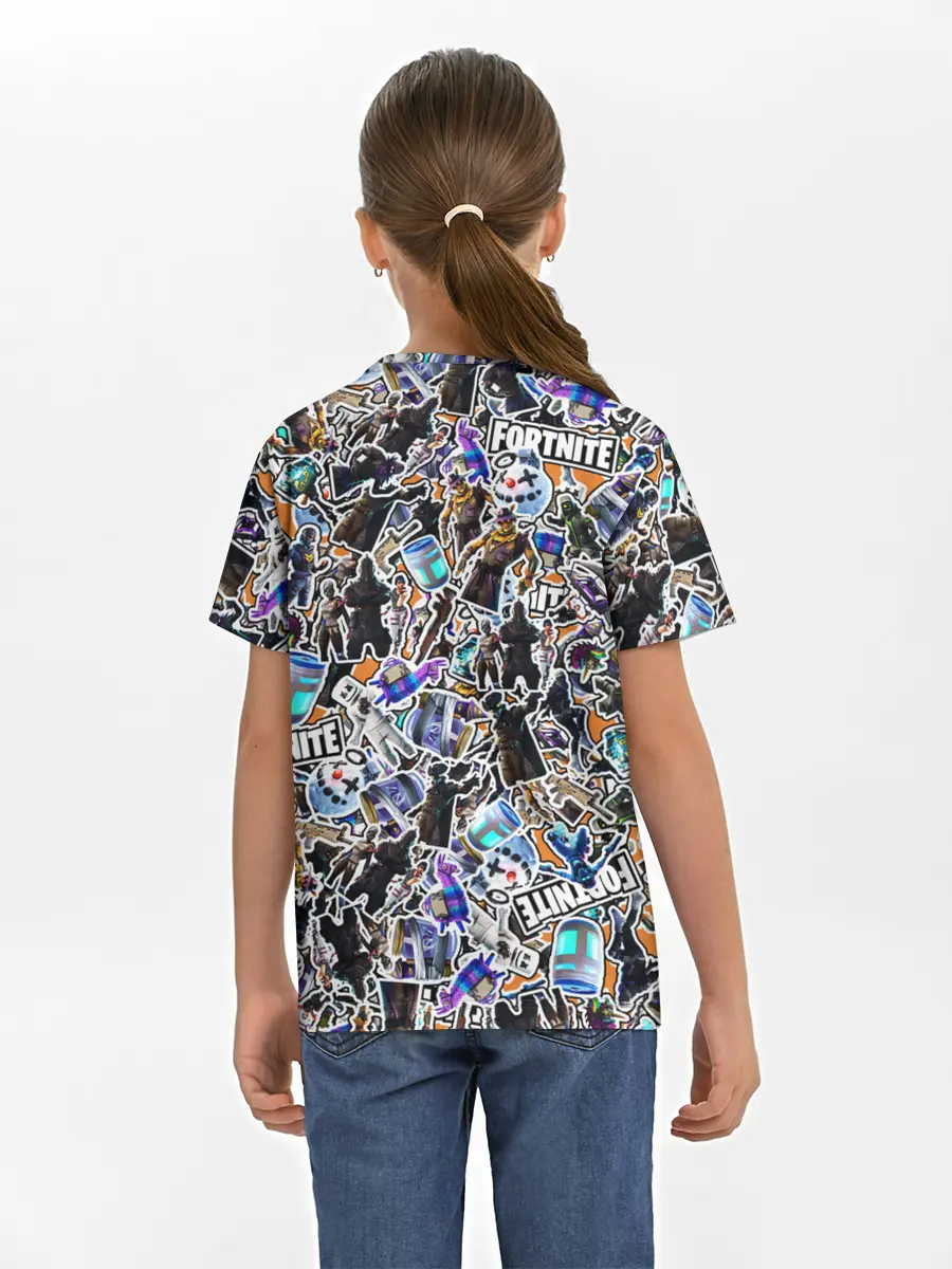Детская базовая футболка / Fortnite Sticker Bombing