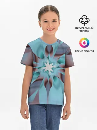 Детская базовая футболка / Абстрактный цветок. Голубой.