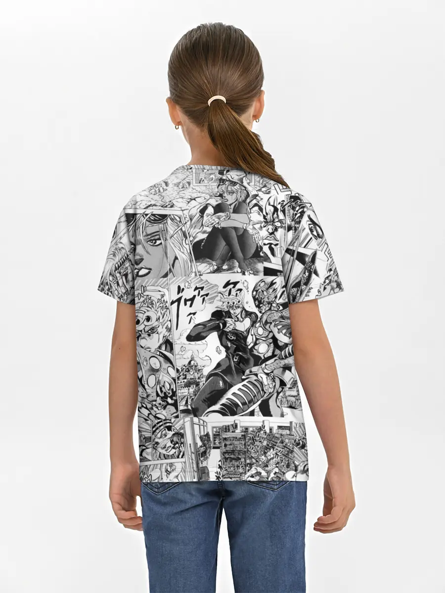 Детская базовая футболка / Серый комикс jojo