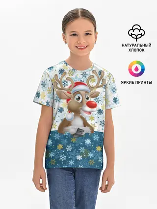 Детская базовая футболка / Весёлый Оленёнок