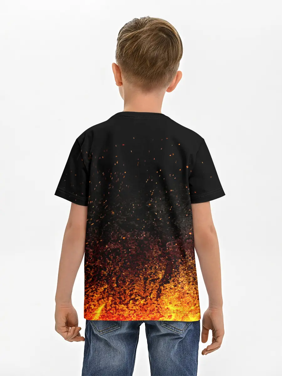 Детская базовая футболка / Чёрный клевер Аста в огне