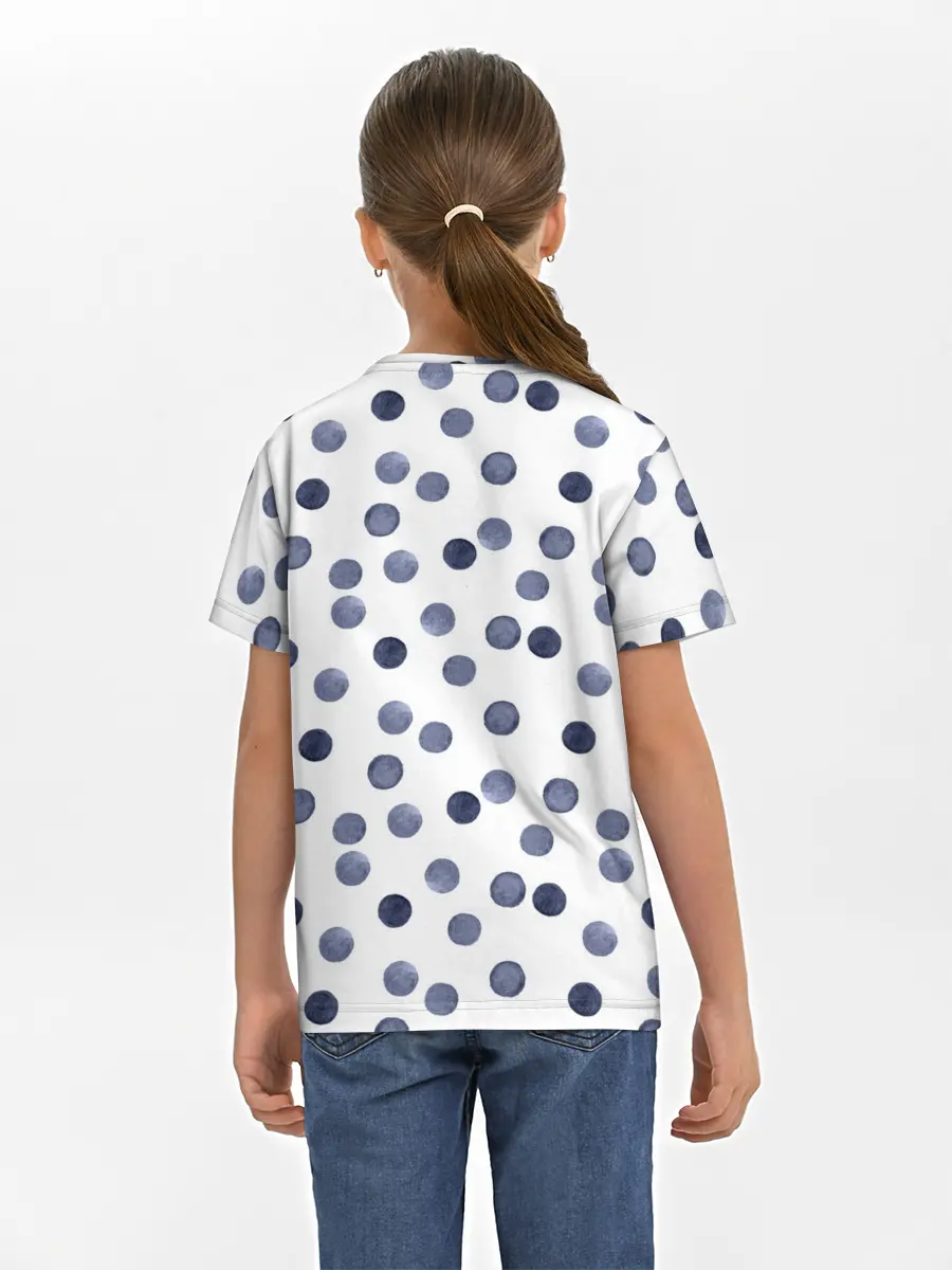 Детская базовая футболка / Акварельный синий горох