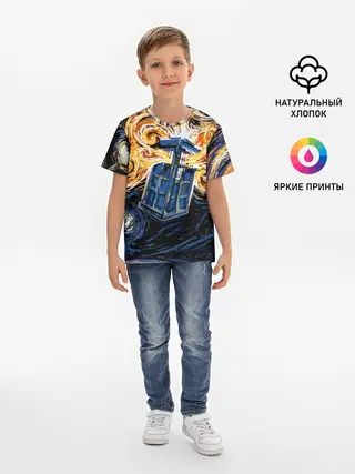 Детская базовая футболка / Van Gogh Tardis