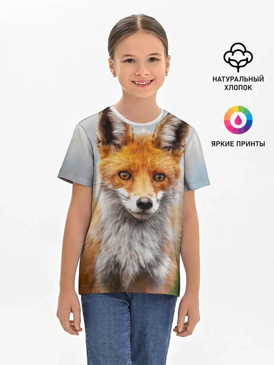 Детская базовая футболка / рыжая лисица
