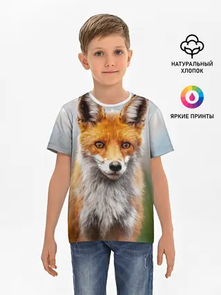 Детская базовая футболка / рыжая лисица