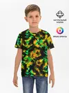 Детская базовая футболка / Абстрактный желто-зеленый узор