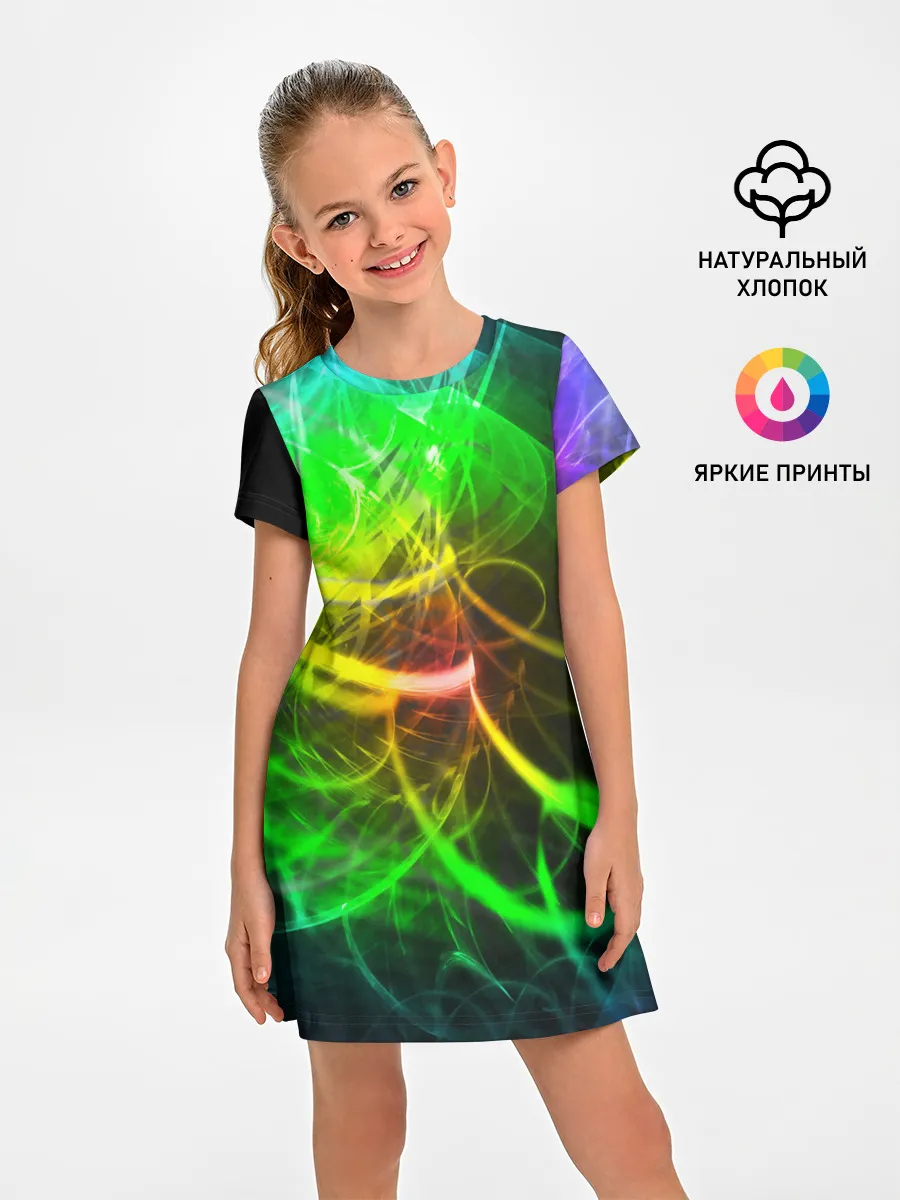 Детское платье / ЗЕЛЕНЫЙ НЕОН