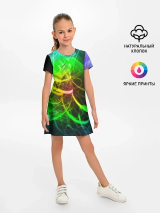 Детское платье / ЗЕЛЕНЫЙ НЕОН