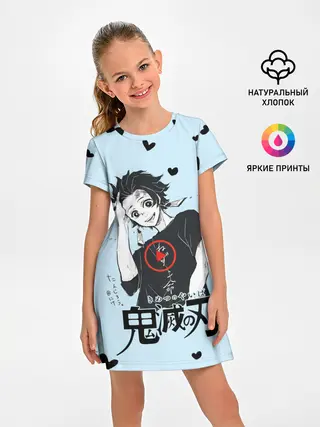 Детское платье / Танджиро Камадо черные сердечки