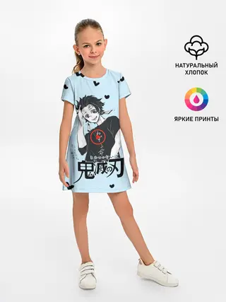 Детское платье / Танджиро Камадо черные сердечки