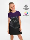 Детское платье / черный кот на фиолетовом фоне