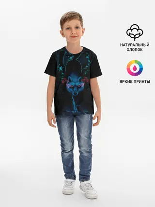 Детская базовая футболка / Крадущийся волк