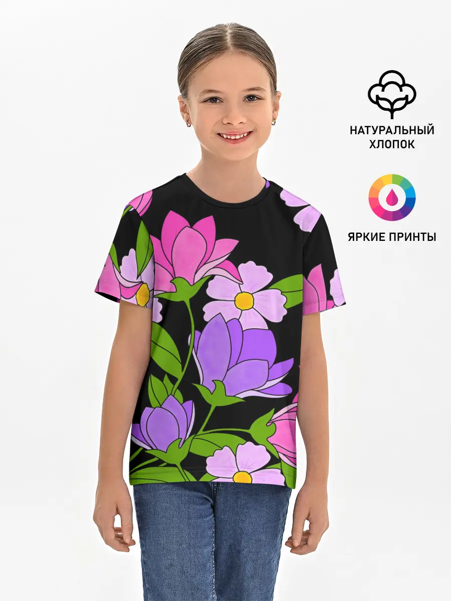 Детская базовая футболка / Ночные цветы