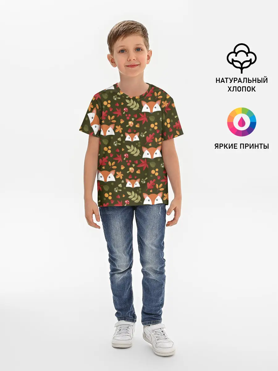 Детская базовая футболка / Лисоньки в лесу