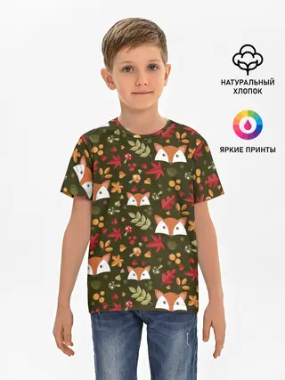 Детская базовая футболка / Лисоньки в лесу