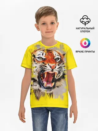 Детская базовая футболка / Оскал тигра