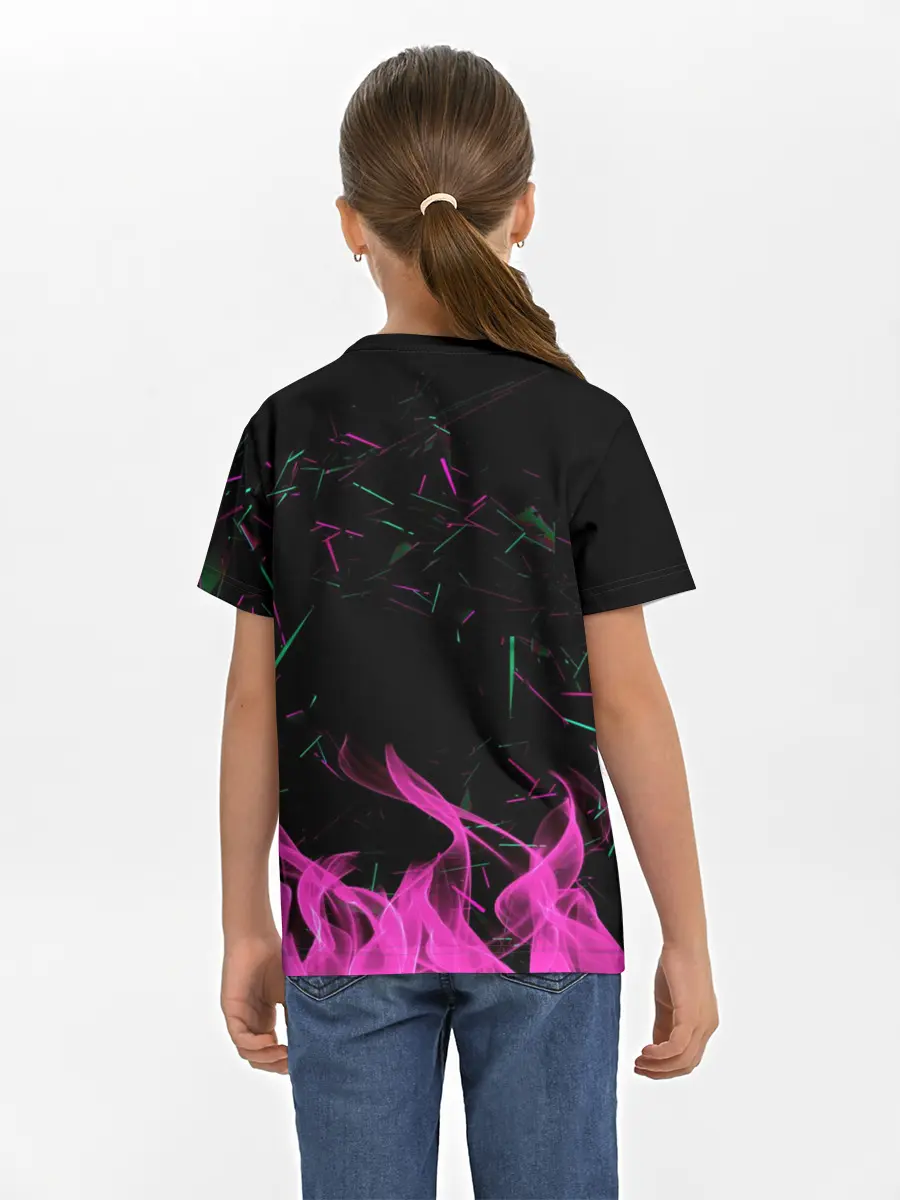 Детская базовая футболка / Аниме Девушка Киберпанк