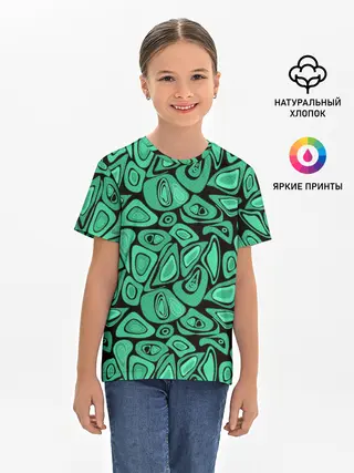 Детская базовая футболка / Зеленый абстрактный узор