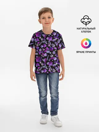 Детская базовая футболка / Геометрический фиолетовый