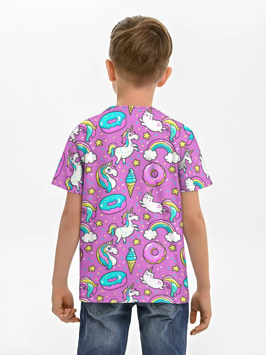 Детская базовая футболка / Pink unicorn