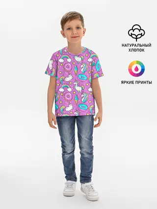 Детская базовая футболка / Pink unicorn