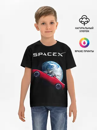 Детская базовая футболка / Space X Zero gravity car