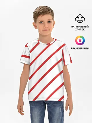 Детская базовая футболка / Полосы красные на белом