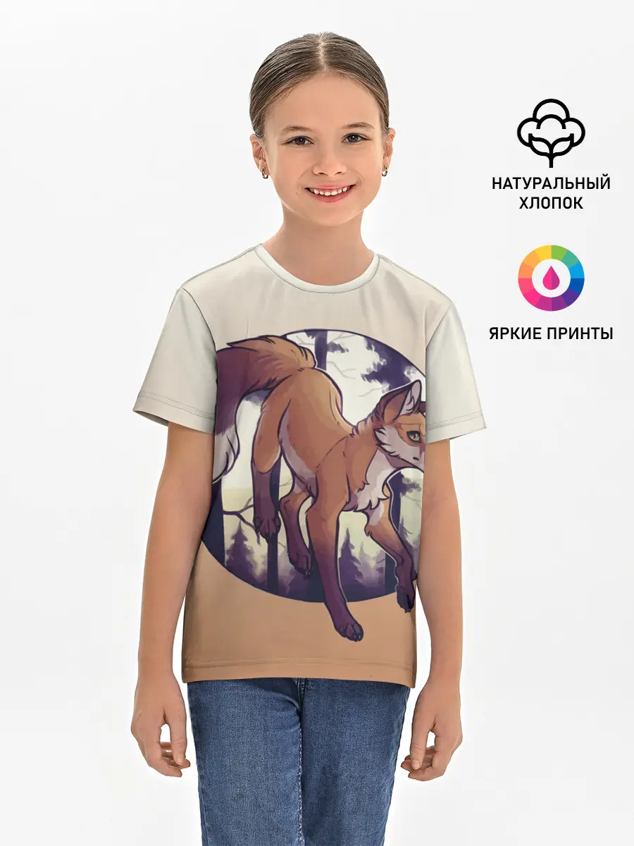 Детская базовая футболка / Лисица рисунок