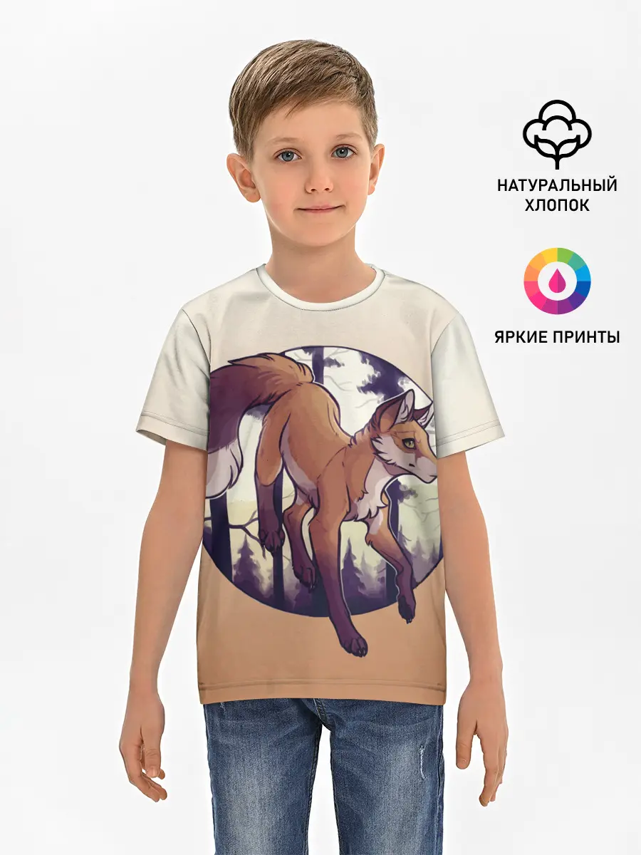 Детская базовая футболка / Лисица рисунок