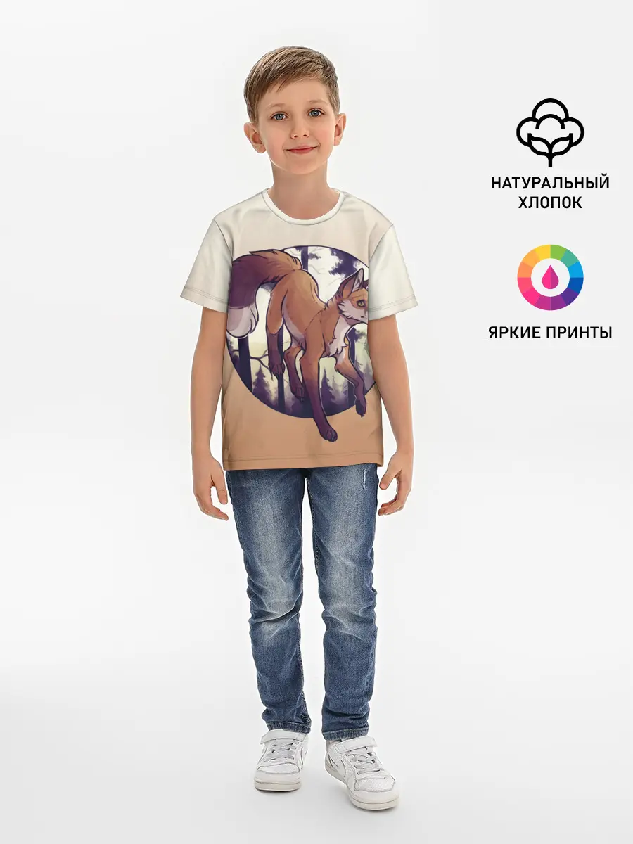 Детская базовая футболка / Лисица рисунок