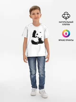 Детская базовая футболка / Панда минимализм