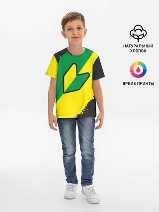 Детская базовая футболка / JDM GREEN YELLOW LOGO