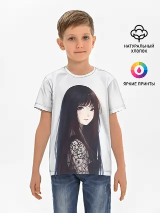 Детская базовая футболка / Красивая аниме девушка