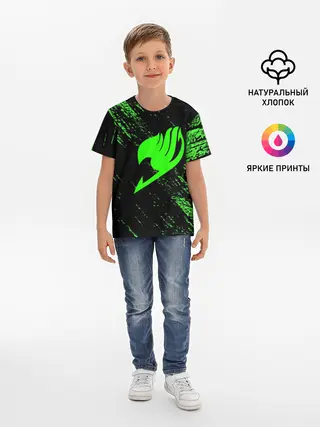 Детская базовая футболка / Хвост Феи зеленая диагональ