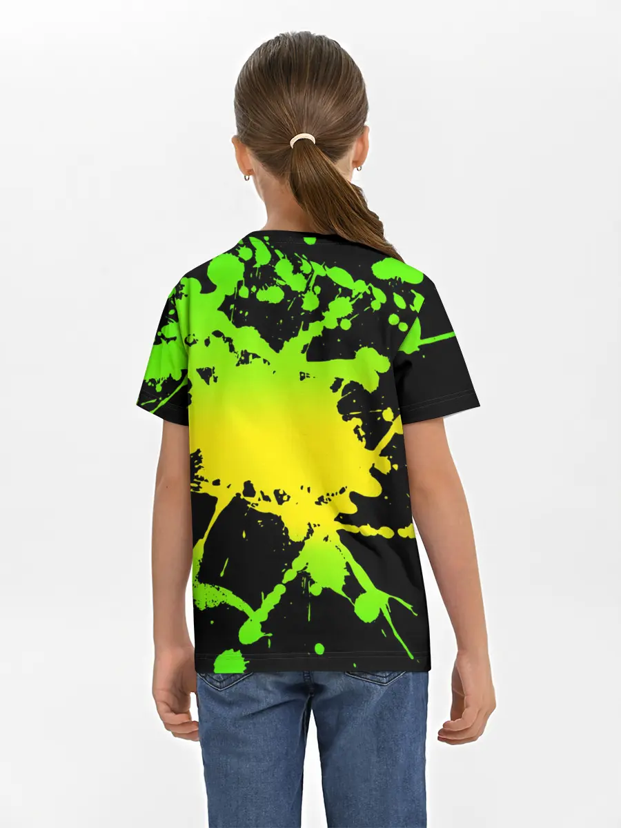 Детская базовая футболка / KILLA зеленые брызги