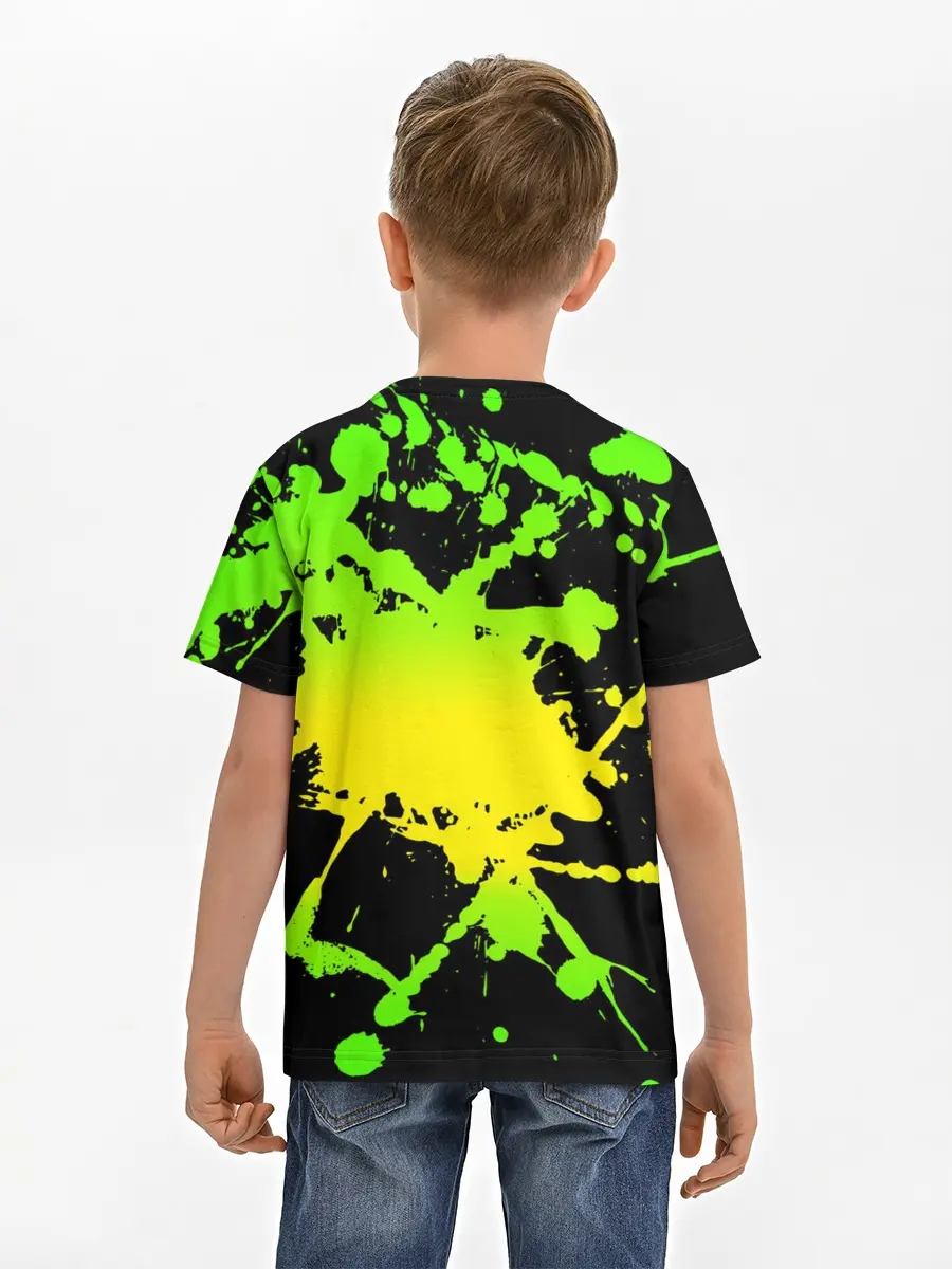 Детская базовая футболка / KILLA зеленые брызги
