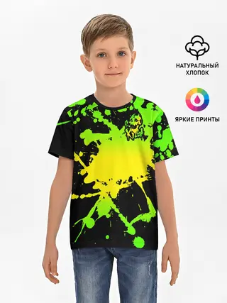 Детская базовая футболка / KILLA зеленые брызги