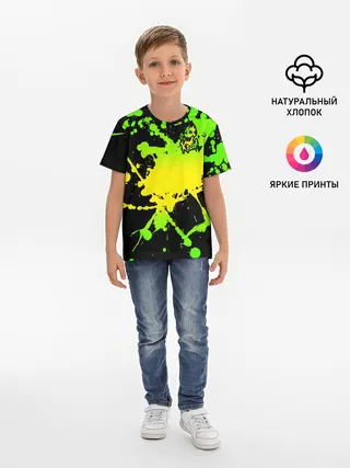 Детская базовая футболка / KILLA зеленые брызги