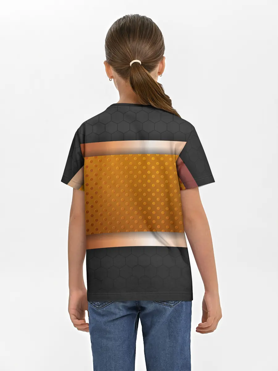 Детская базовая футболка / 3d gold / black