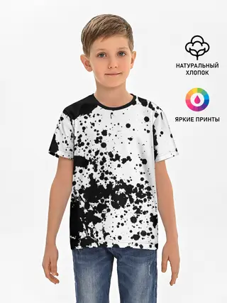 Детская базовая футболка / Черно-белые капли