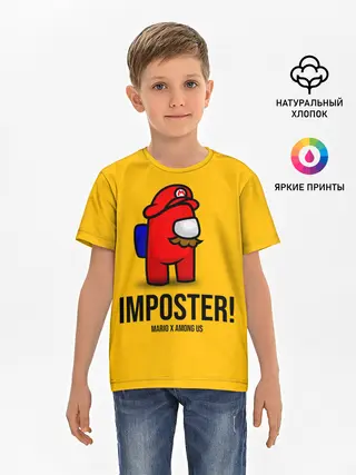 Детская базовая футболка / IMPOSTER! Mario X Among Us