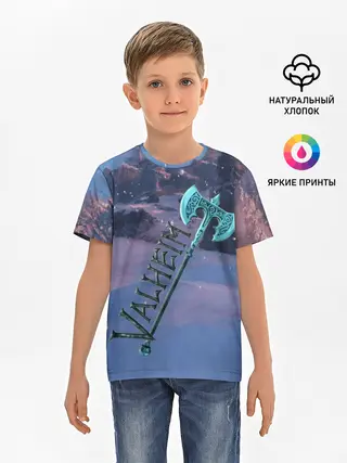 Детская базовая футболка / Valheim лого с секирой