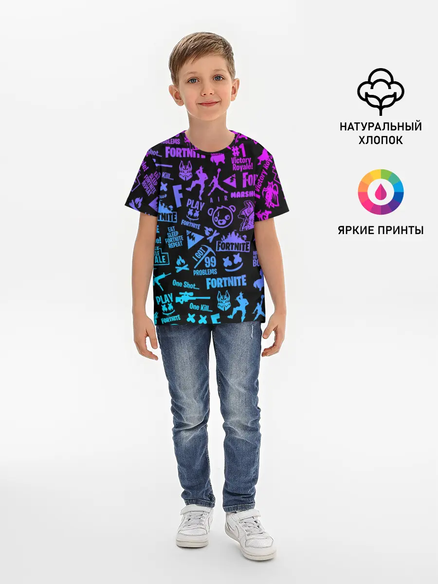 Детская базовая футболка / FORTNITE NEON | ФОРТНАЙТ НЕОН