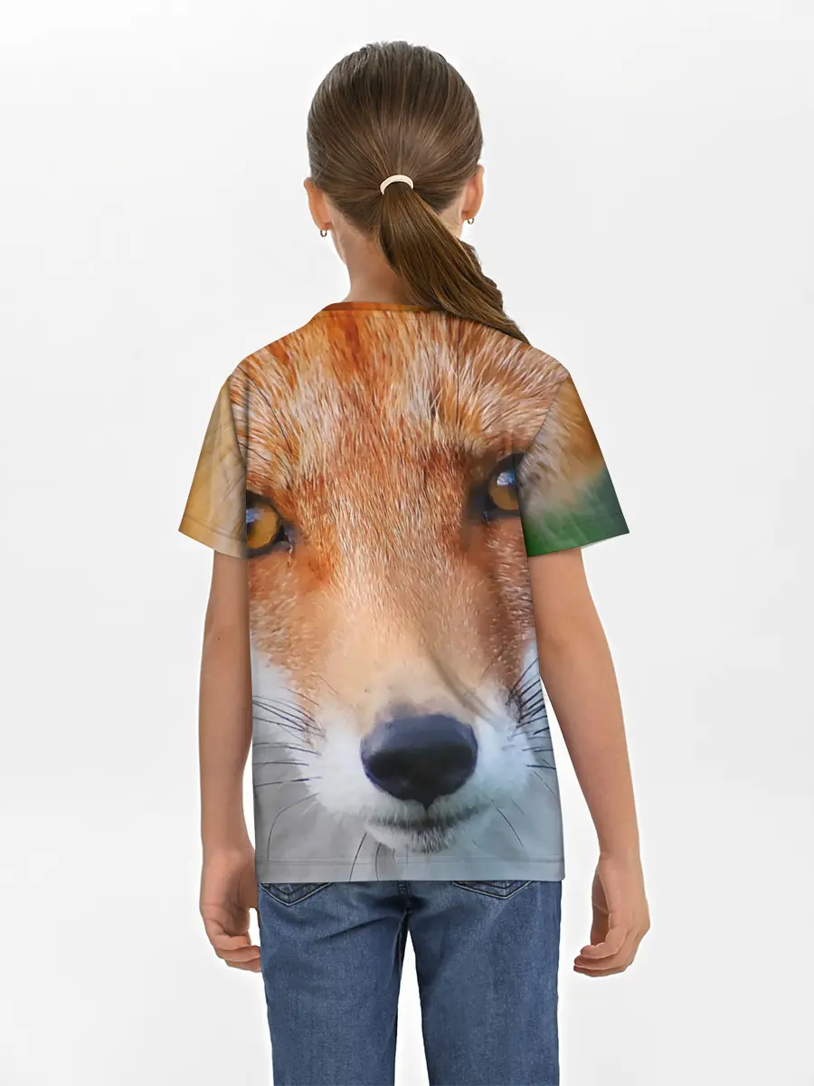 Детская базовая футболка / Крупно мордочка лисы