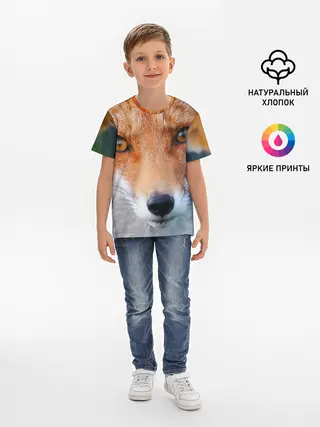 Детская базовая футболка / Крупно мордочка лисы
