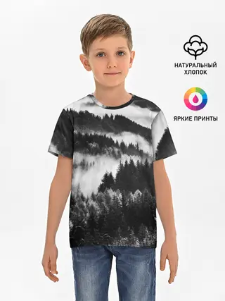 Детская базовая футболка / ТУМАННЫЙ ЛЕС / МРАЧНЫЙ ЛЕС
