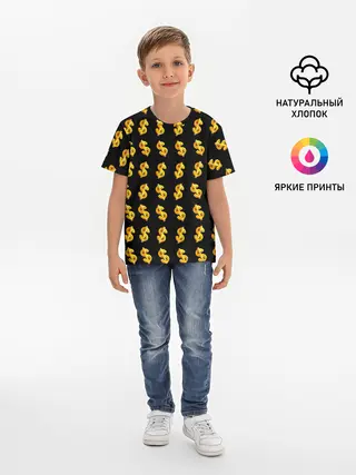 Детская базовая футболка / Доллар золотой