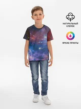 Детская базовая футболка / Glitch space